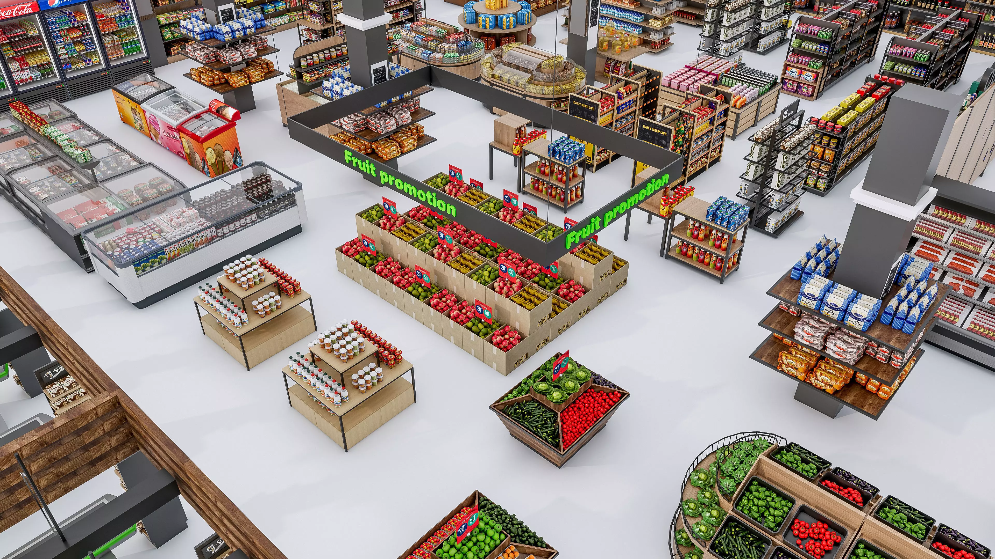 Supermarket Convenience Store Shelves Display Racks 6 3D model_9