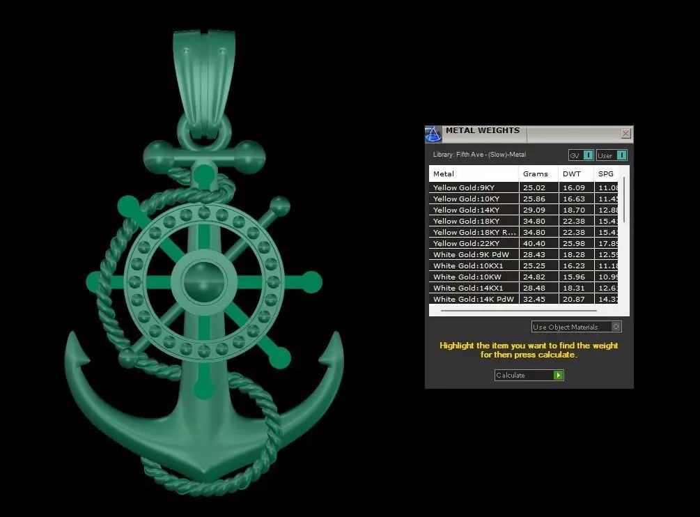 Anchor pendant 3D print model_8