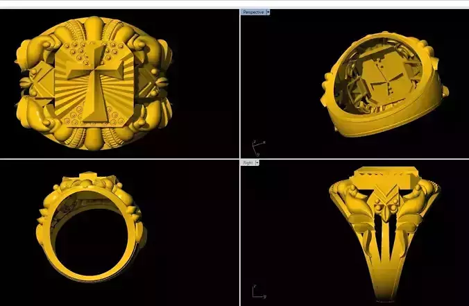 jesus christ cross siluva gold silver ring