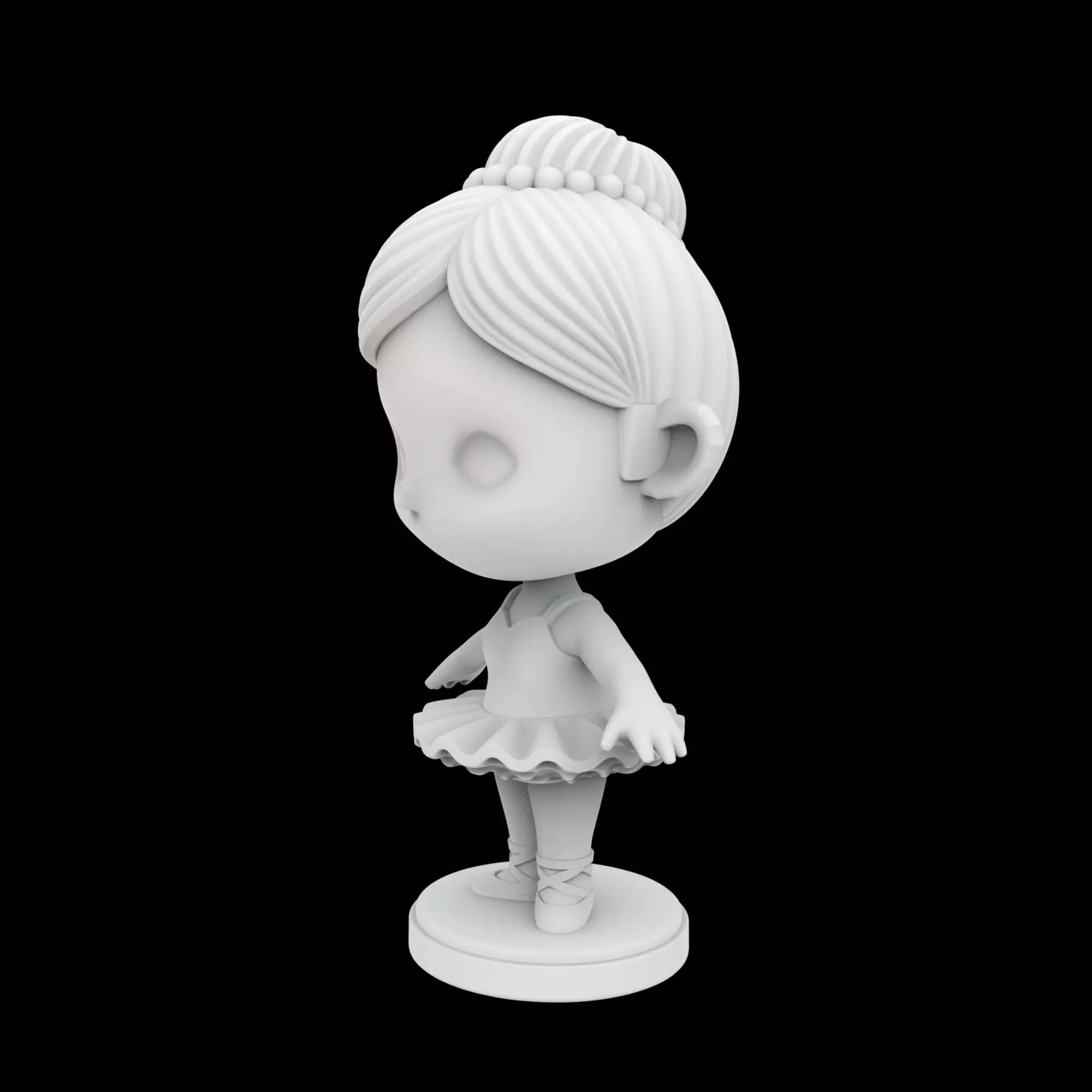 Cute Chibi Ballerina Figurine 3D Print Model 3D print model_1