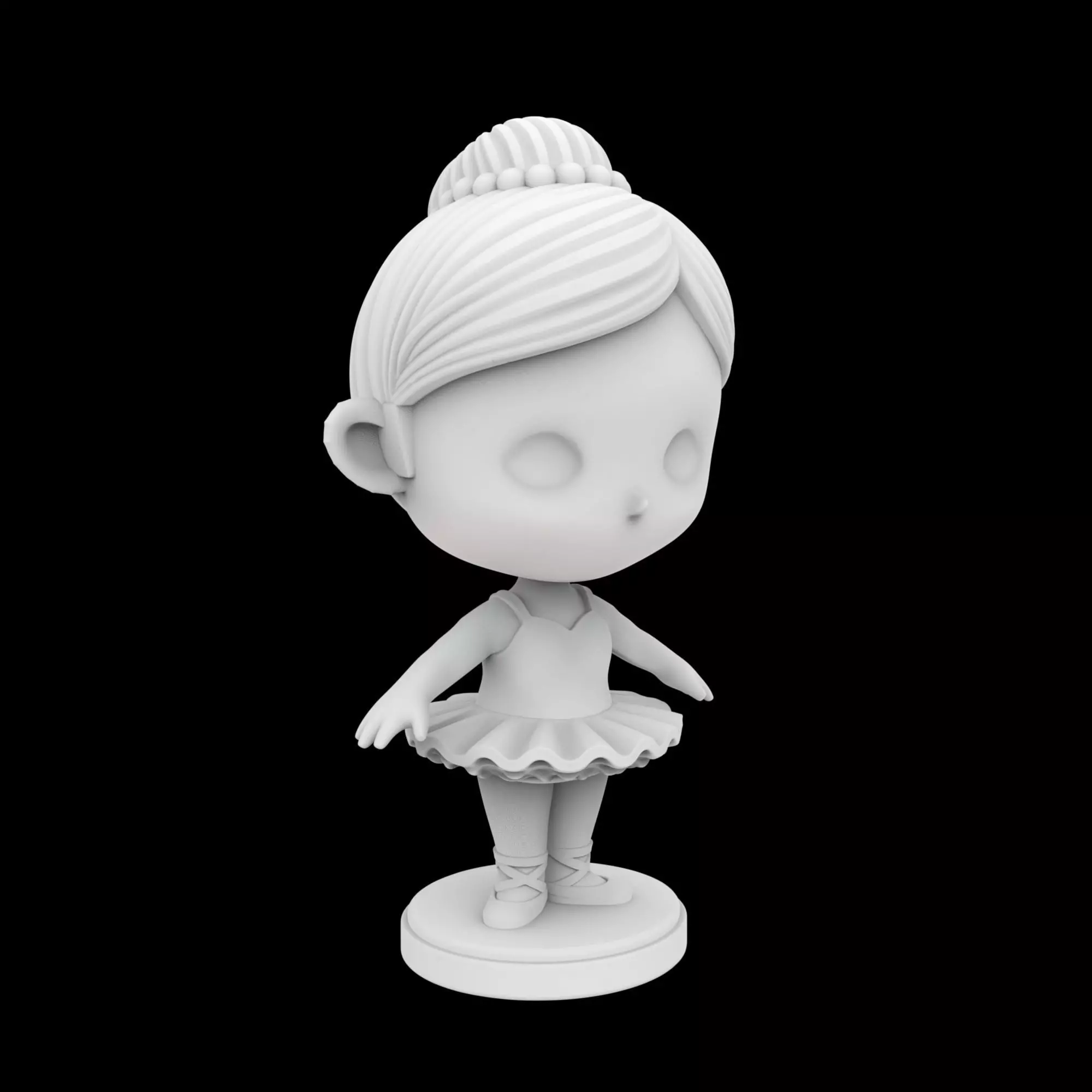 Cute Chibi Ballerina Figurine 3D Print Model 3D print model_4