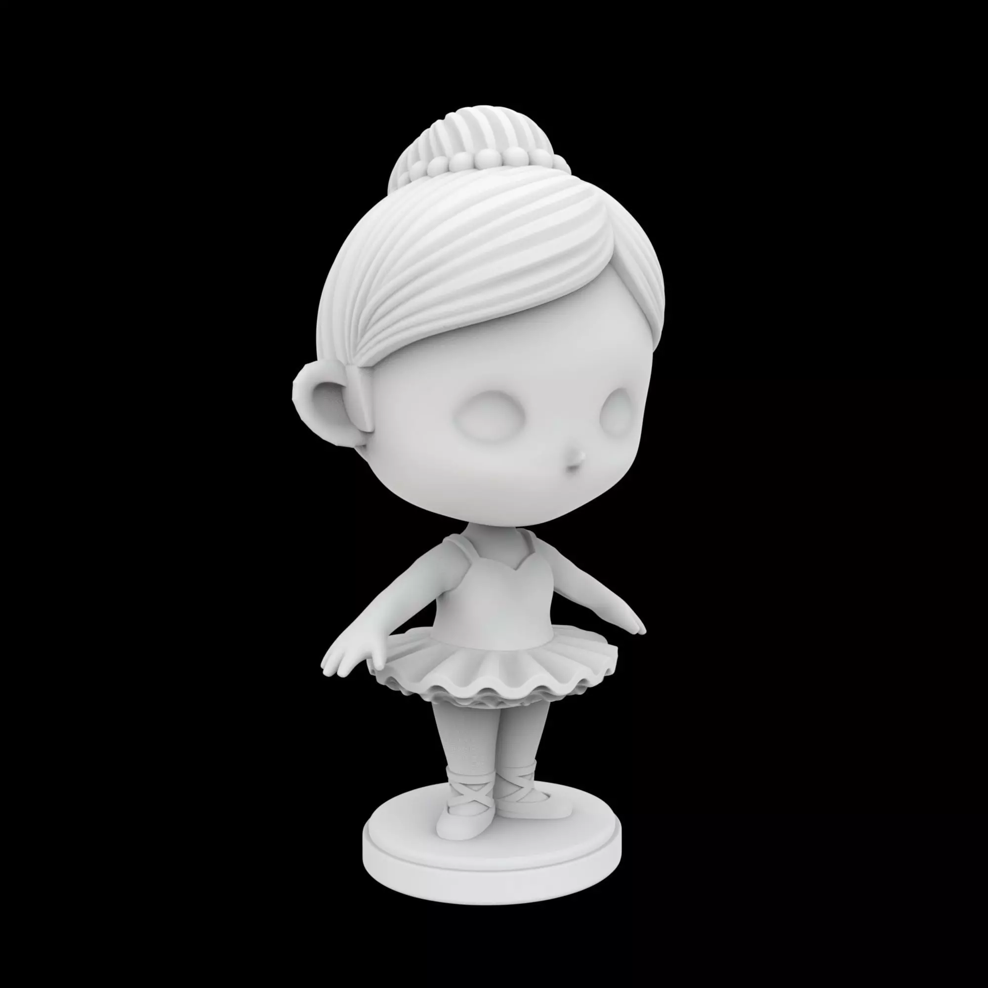 Cute Chibi Ballerina Figurine 3D Print Model 3D print model_0