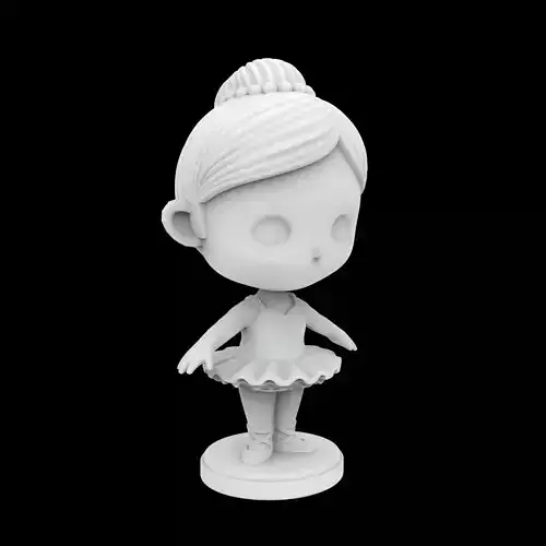 Cute Chibi Ballerina Figurine 3D Print Model