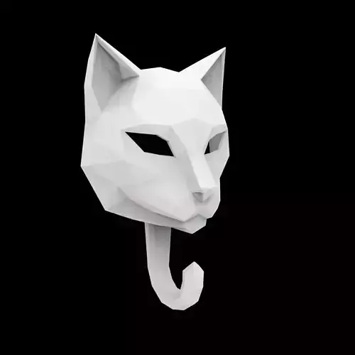 Low Poly Cat Mask Wall Hook 3D Print Model