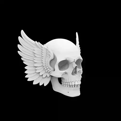 Ornate Angel Skull 3D Print Model