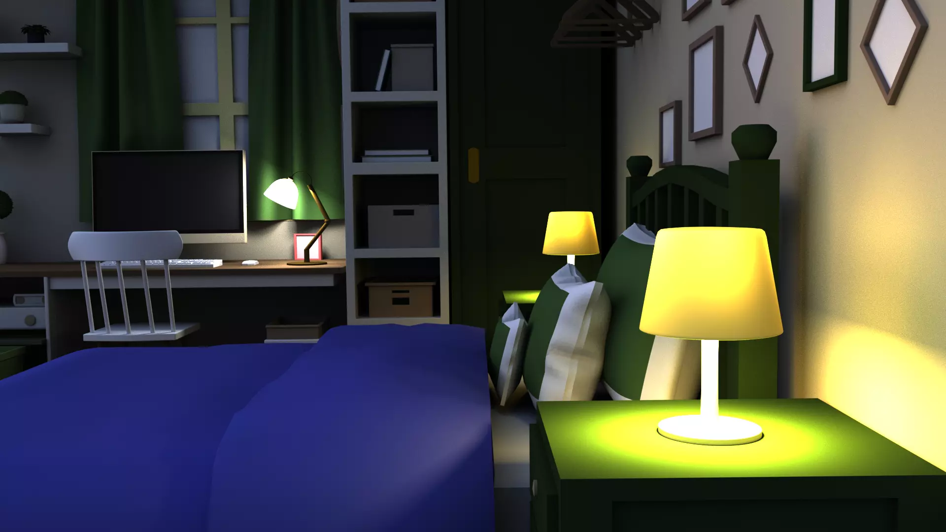 Little Bedroom Low-poly 3D model_1