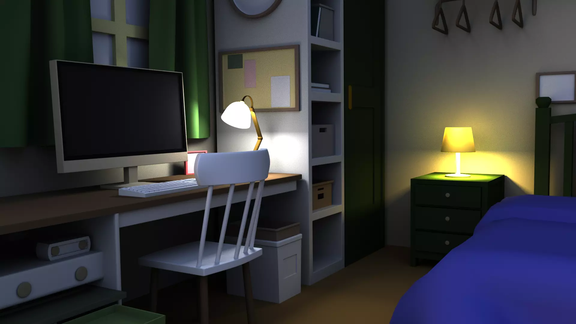 Little Bedroom Low-poly 3D model_2