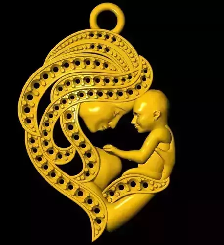 mother and child pendent gold silver locket 