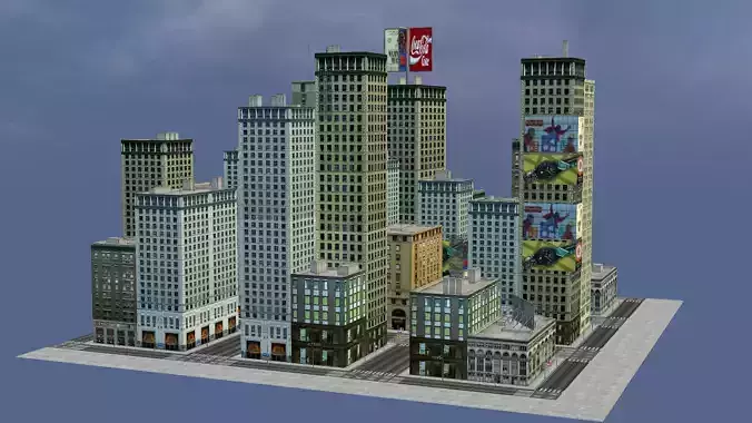 Mordent City 3D Model Part 3 Low Poly 3D Model Low-poly 3D model