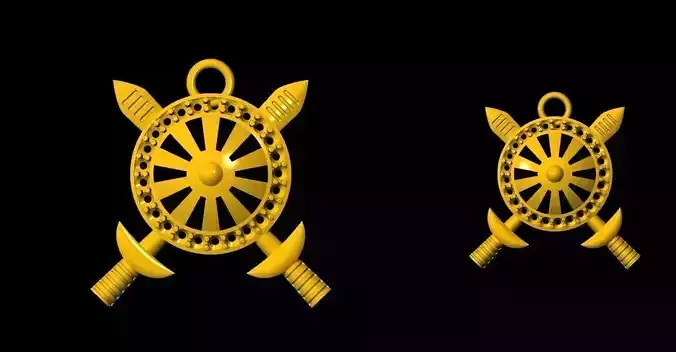 sward and knife kathi dalu pendent locket gold silver