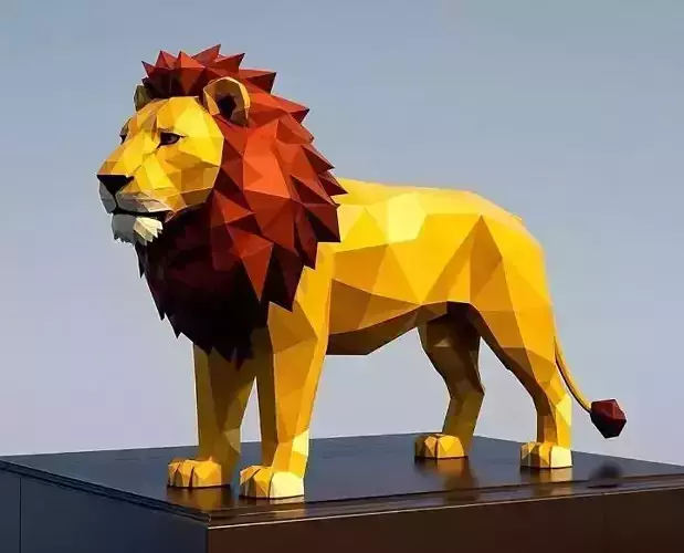 2637  Low Poly Color   Roaring Lion  pug
