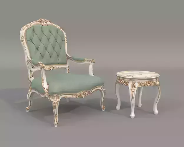 Classic European Style Coffee Table and Armchair 47