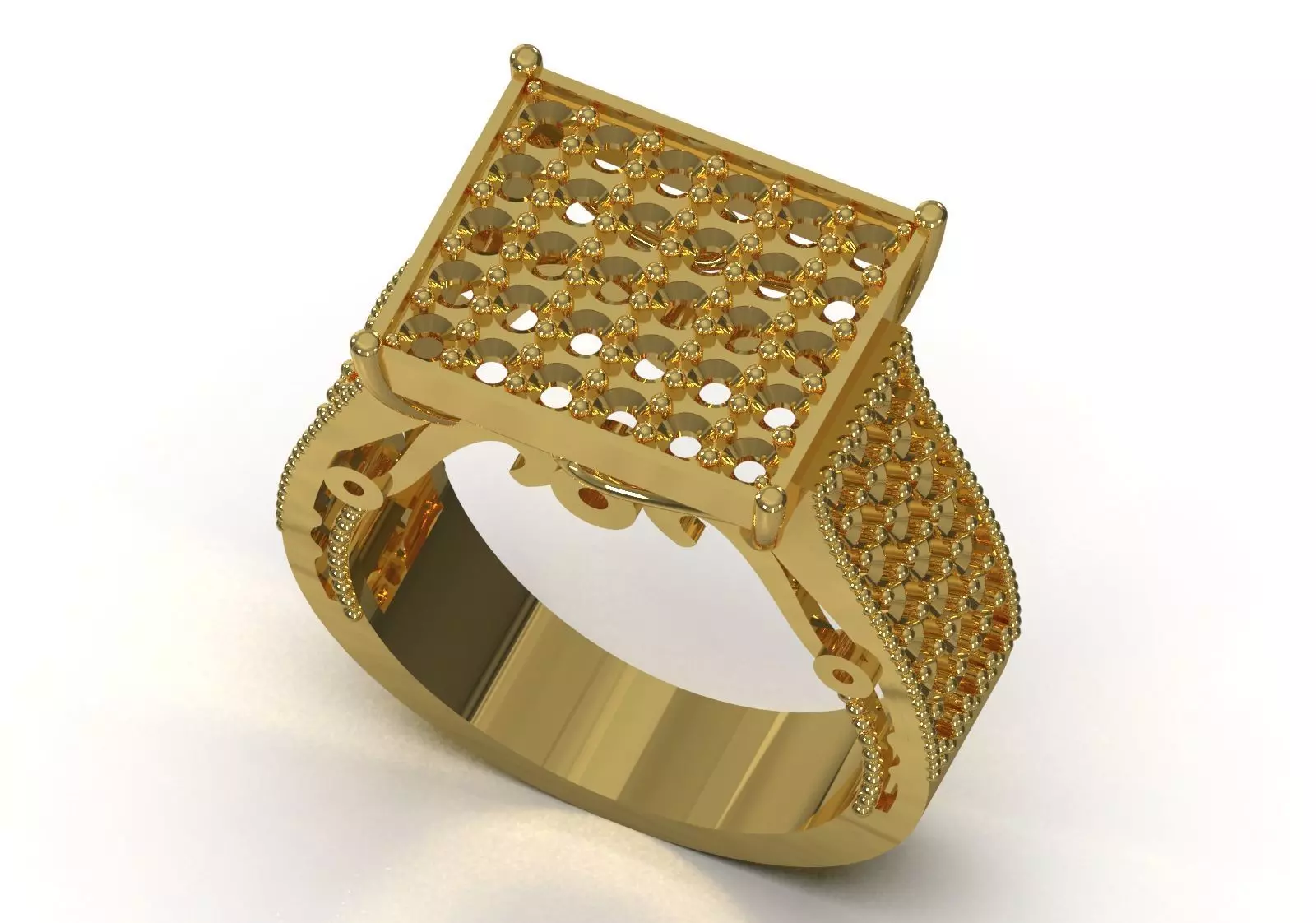 Pave Brow Champagne Diamond Signet Ring model jr00279 3D print model_12