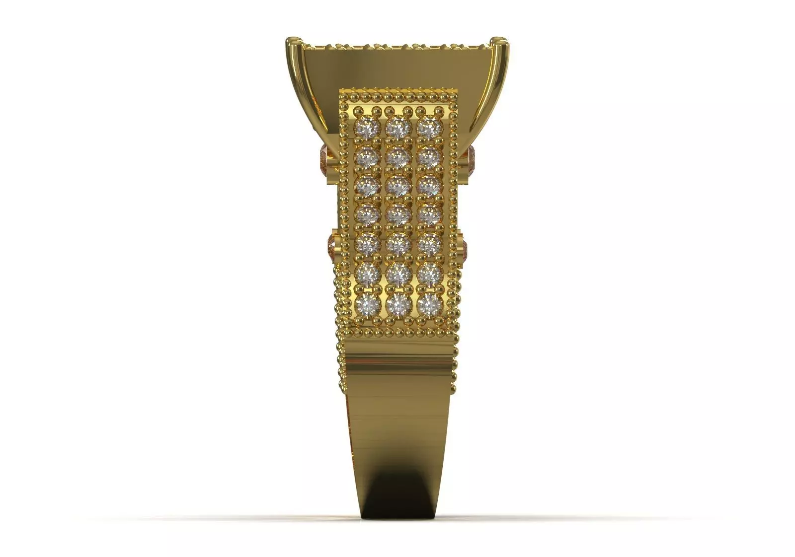 Pave Brow Champagne Diamond Signet Ring model jr00279 3D print model_3