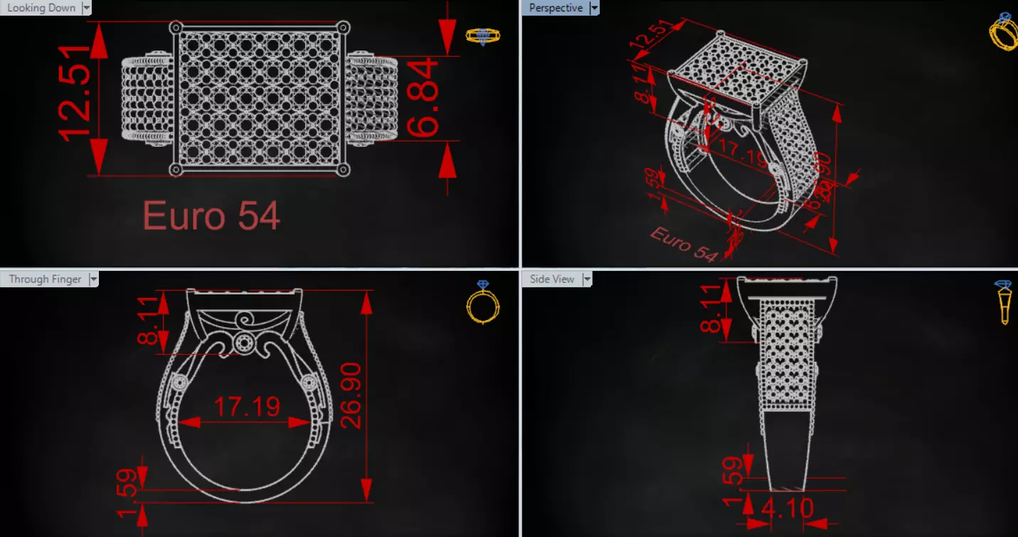 Pave Brow Champagne Diamond Signet Ring model jr00279 3D print model_18