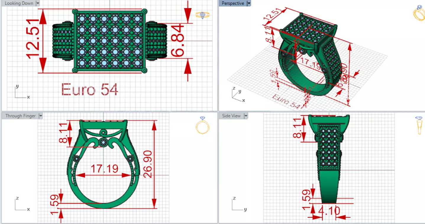 Pave Brow Champagne Diamond Signet Ring model jr00279 3D print model_17