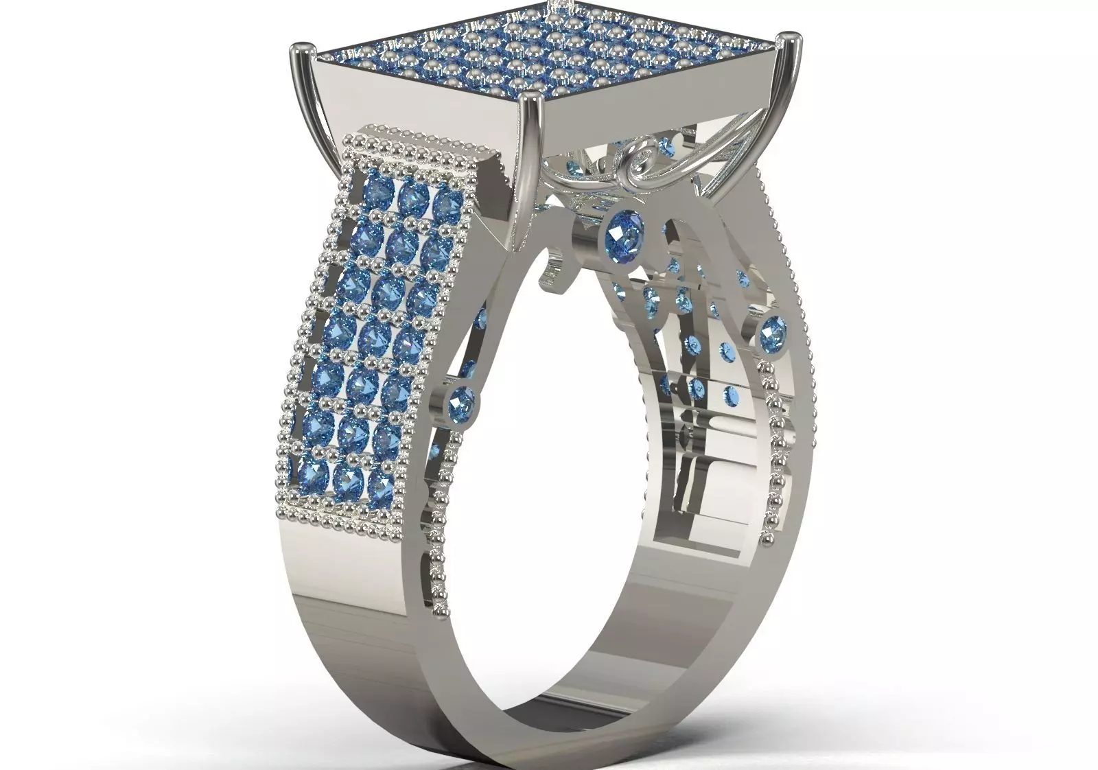 Pave Brow Champagne Diamond Signet Ring model jr00279 3D print model_14