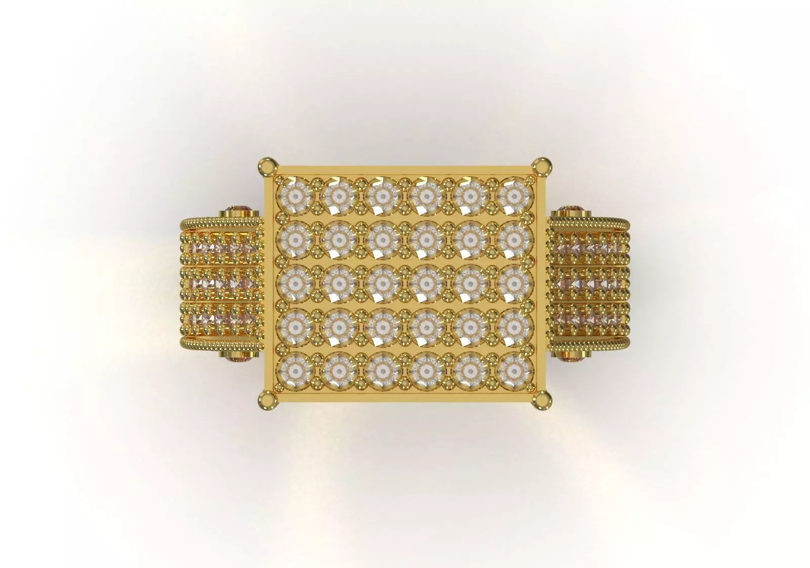 Pave Brow Champagne Diamond Signet Ring model jr00279 3D print model_4