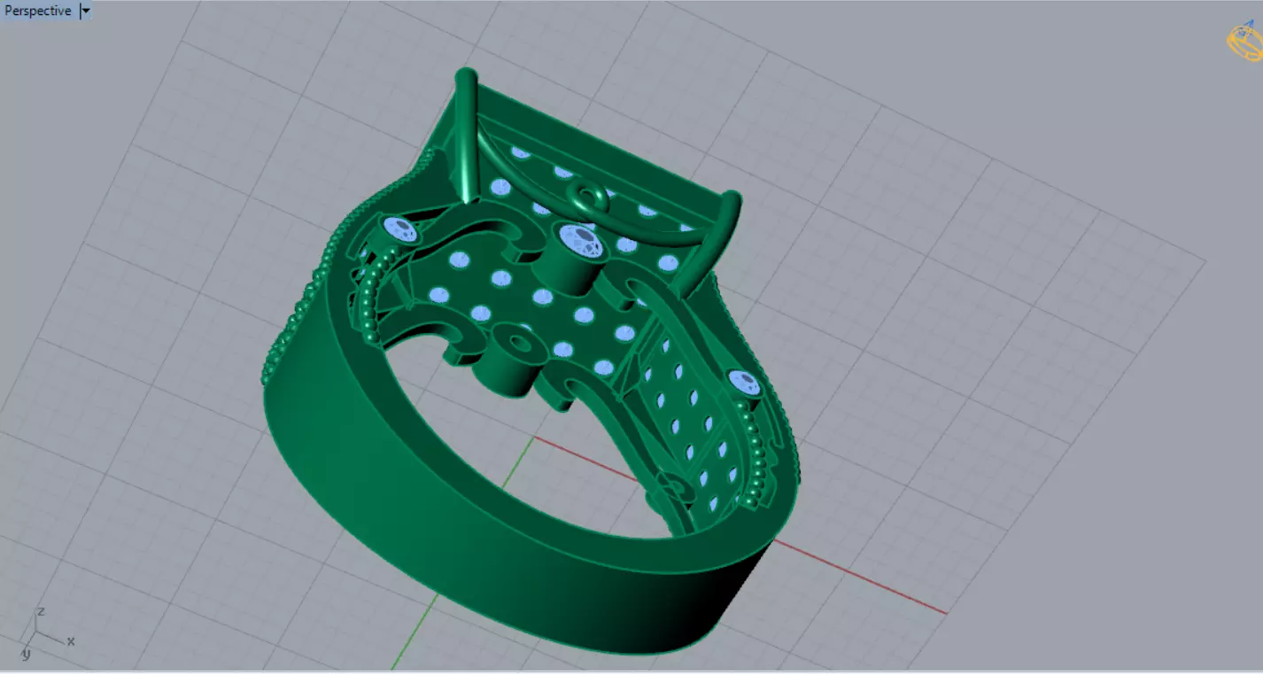 Pave Brow Champagne Diamond Signet Ring model jr00279 3D print model_10