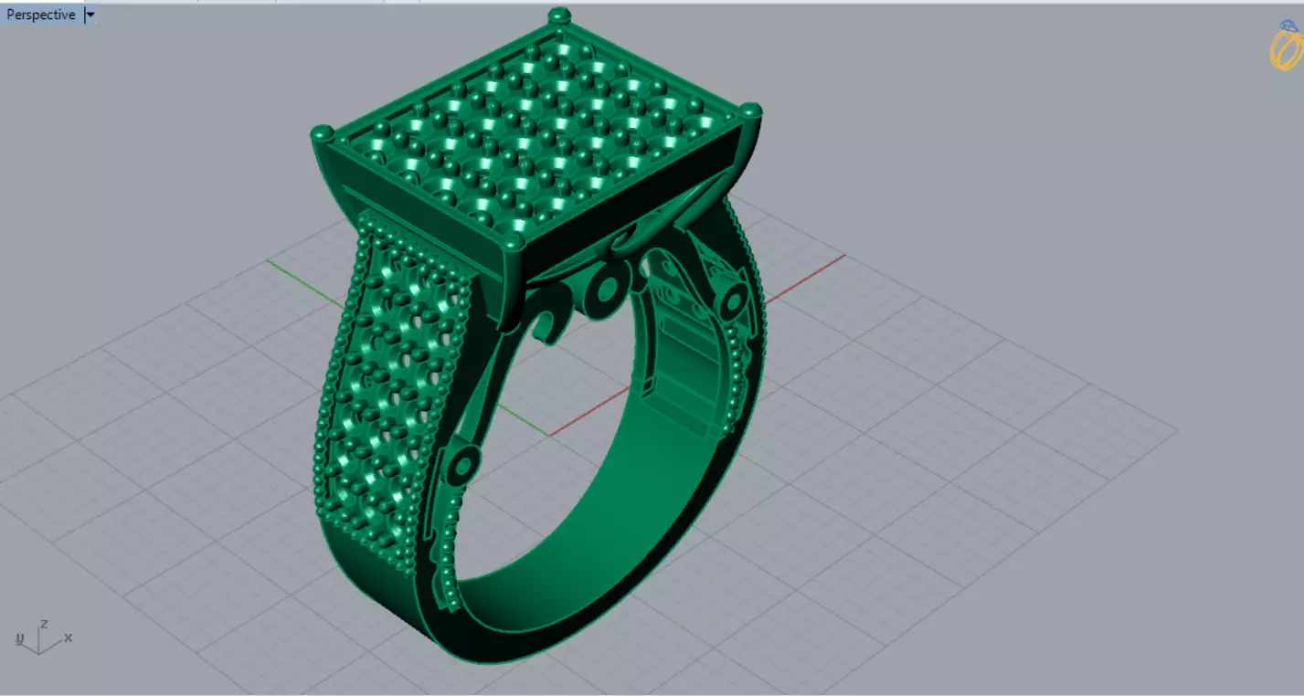 Pave Brow Champagne Diamond Signet Ring model jr00279 3D print model_6