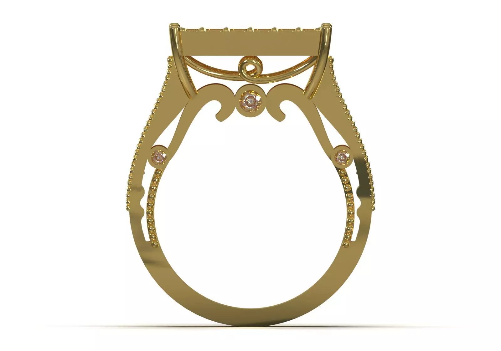 Pave Brow Champagne Diamond Signet Ring model jr00279 3D print model_2