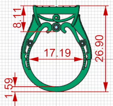 Pave Brow Champagne Diamond Signet Ring model jr00279 3D print model_21