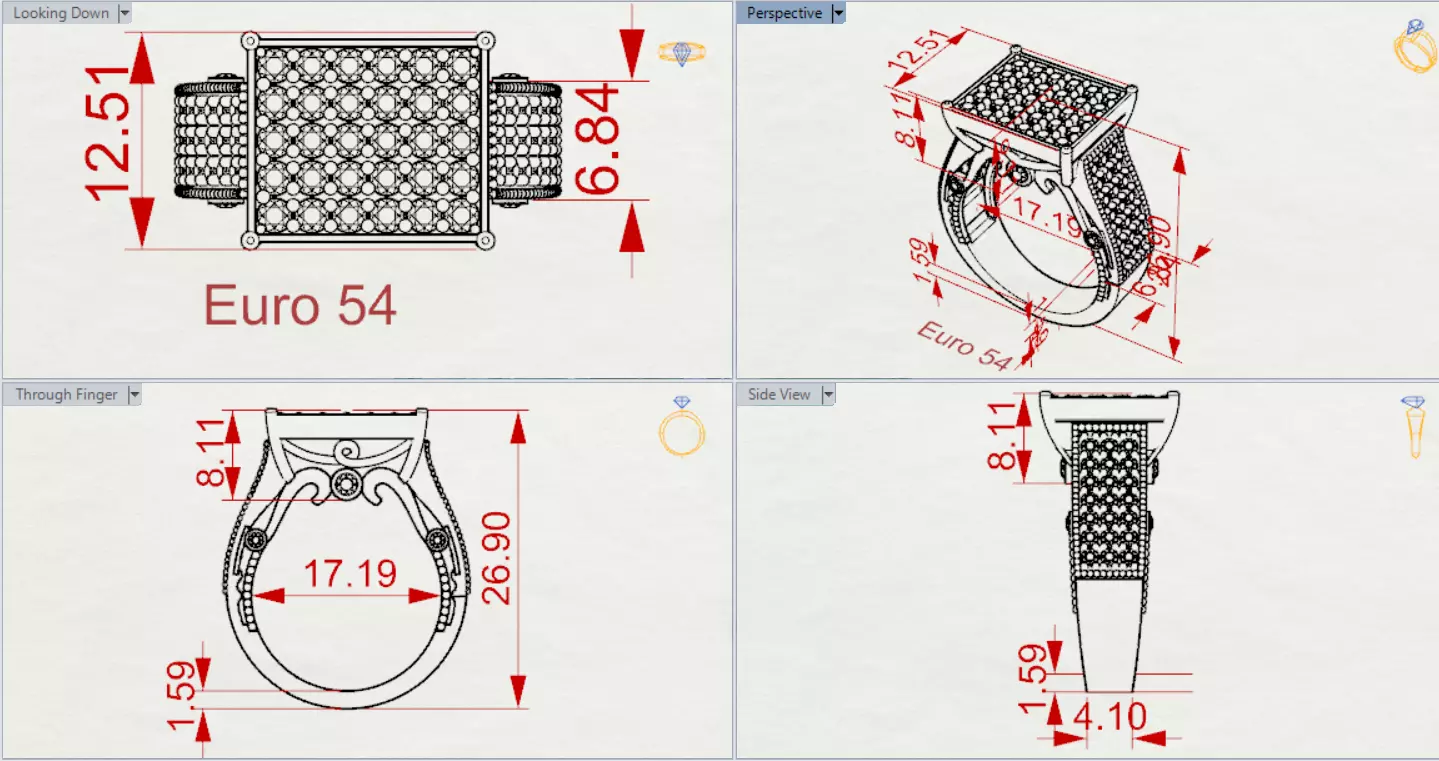 Pave Brow Champagne Diamond Signet Ring model jr00279 3D print model_19