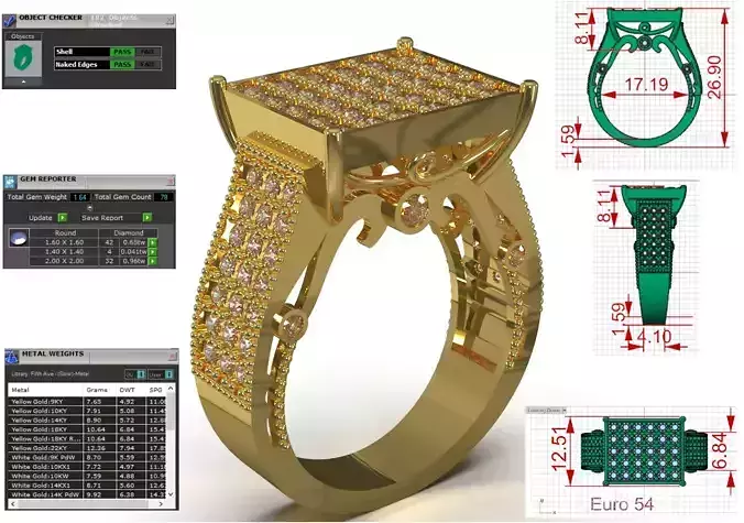 Pave Brow Champagne Diamond Signet Ring model jr00279