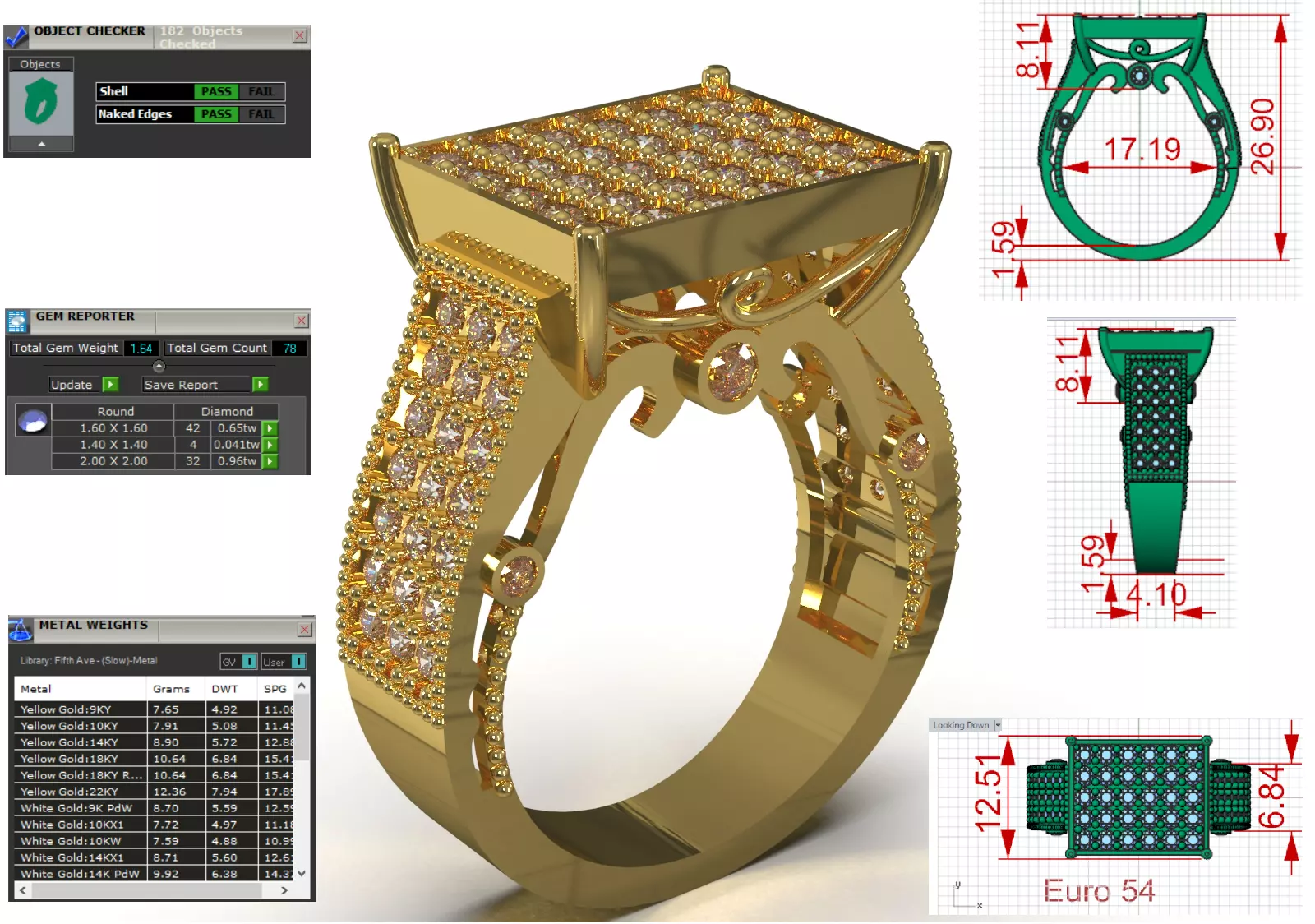 Pave Brow Champagne Diamond Signet Ring model jr00279 3D print model_0