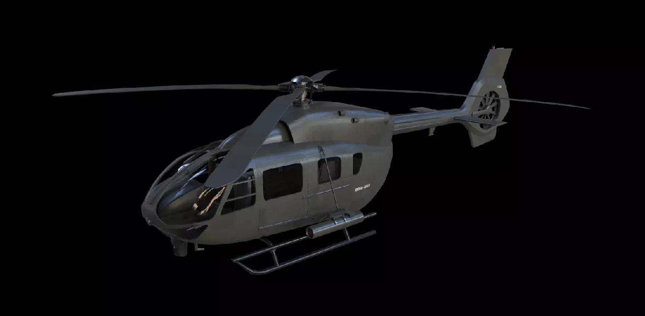 Military Helicopter Low-poly 3D model_1