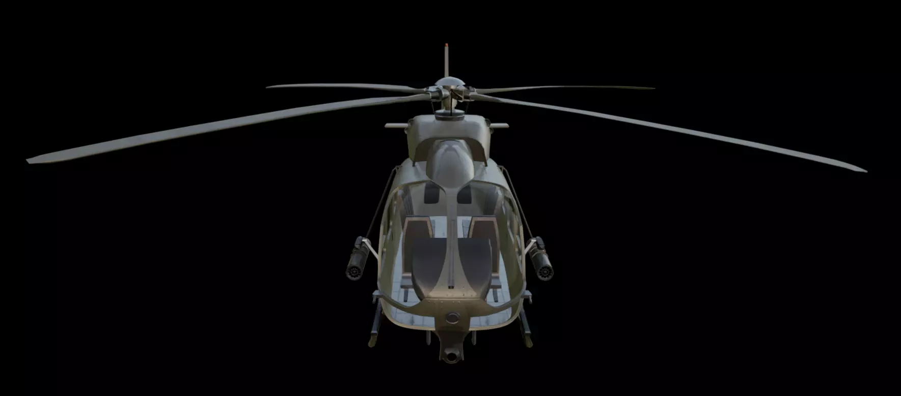 Military Helicopter Low-poly 3D model_11