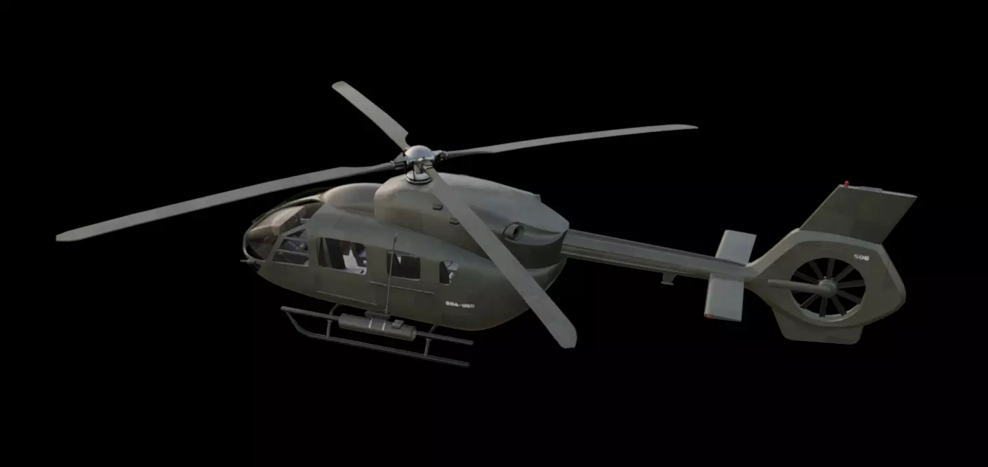 Military Helicopter Low-poly 3D model_3