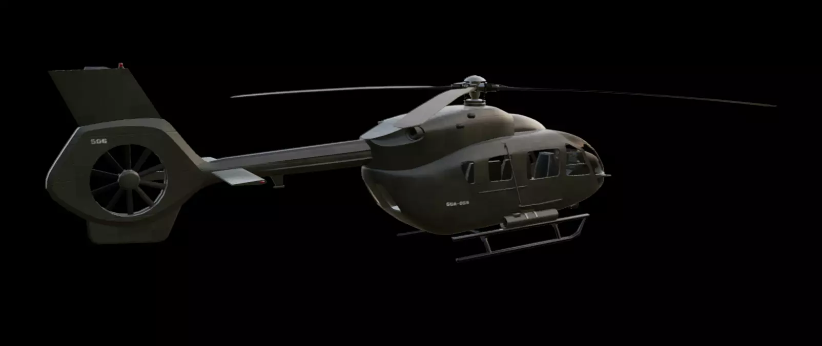 Military Helicopter Low-poly 3D model_2