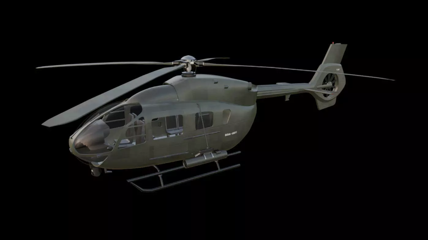 Military Helicopter Low-poly 3D model_0