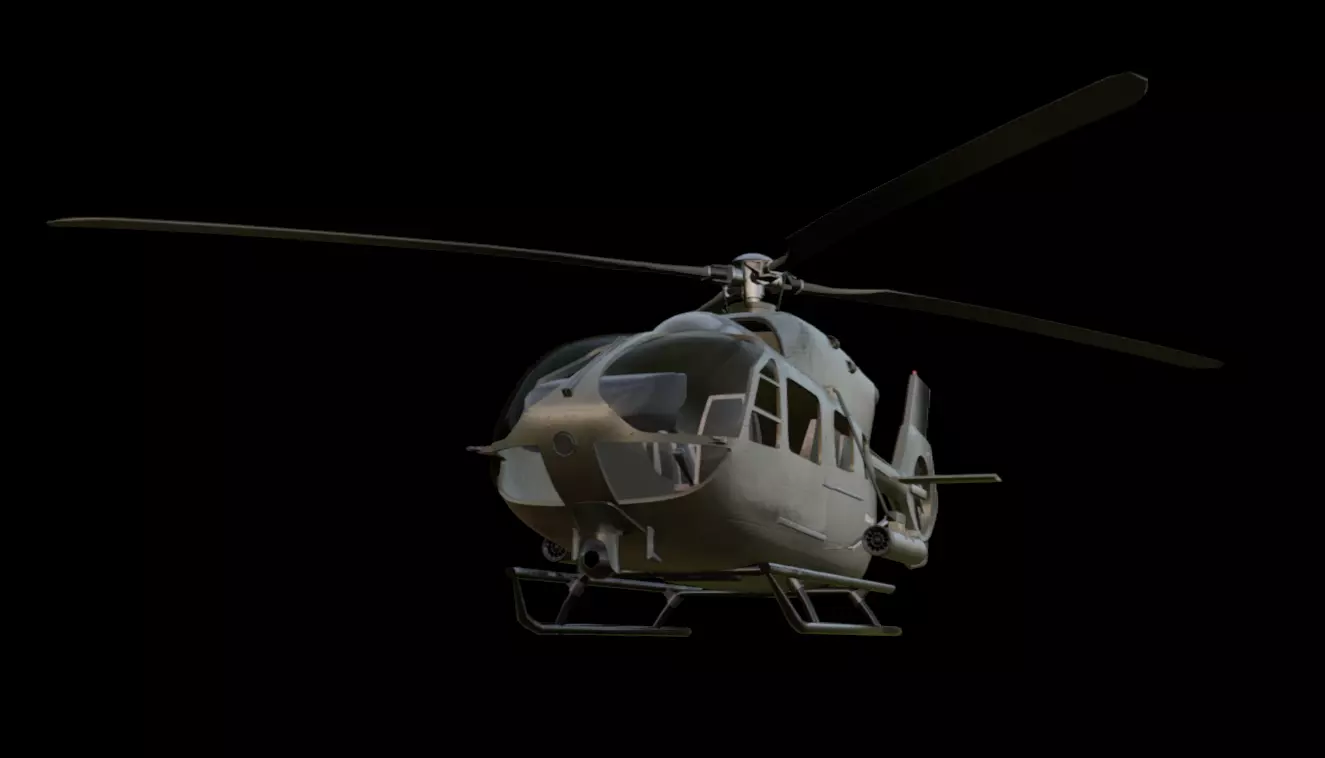 Military Helicopter Low-poly 3D model_7