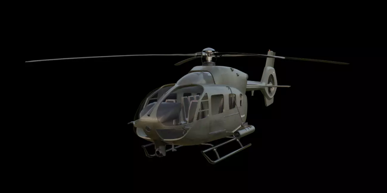 Military Helicopter Low-poly 3D model_4
