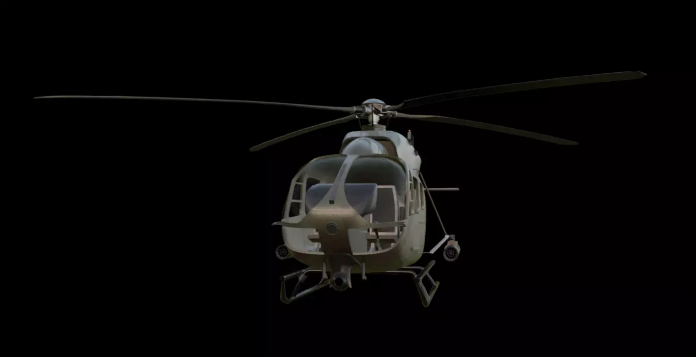 Military Helicopter Low-poly 3D model_9