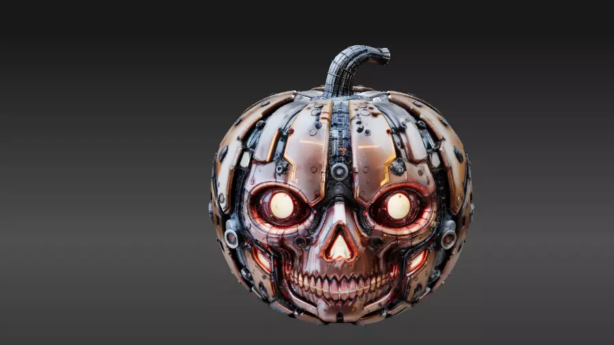 Cyber Jack Pumpkin Futuristic Halloween Sci-Fi Jack-O-Lantern 3D print model_15
