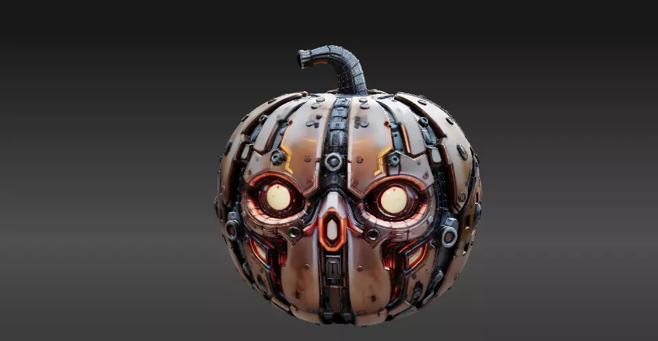 Cyber Jack Pumpkin Futuristic Halloween Sci-Fi Jack-O-Lantern 3D print model_12
