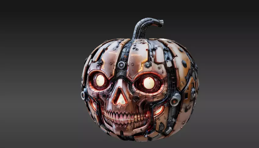 Cyber Jack Pumpkin Futuristic Halloween Sci-Fi Jack-O-Lantern 3D print model_8