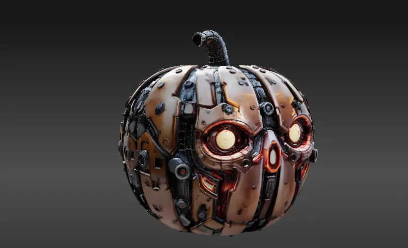 Cyber Jack Pumpkin Futuristic Halloween Sci-Fi Jack-O-Lantern 3D print model_7