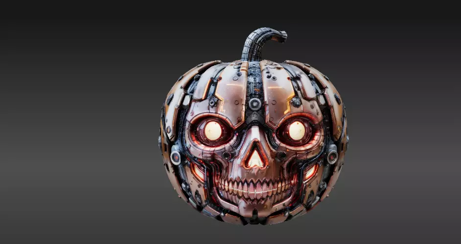 Cyber Jack Pumpkin Futuristic Halloween Sci-Fi Jack-O-Lantern 3D print model_10