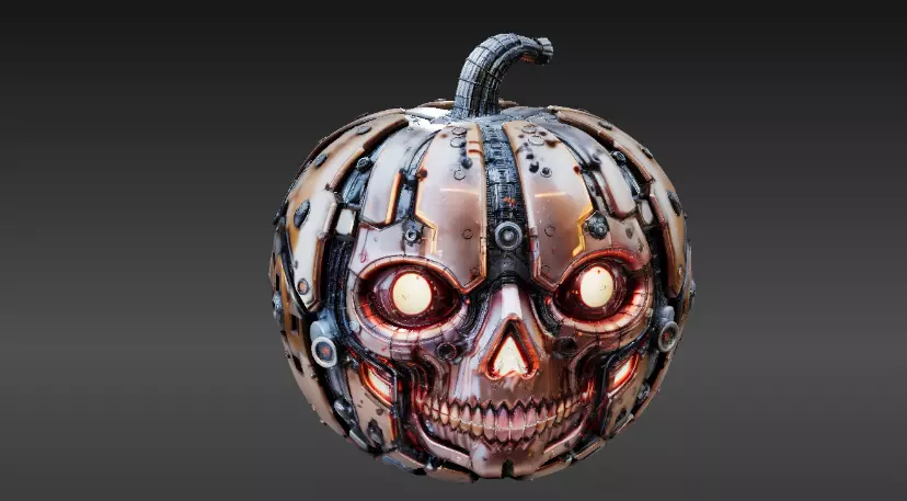 Cyber Jack Pumpkin Futuristic Halloween Sci-Fi Jack-O-Lantern 3D print model_16