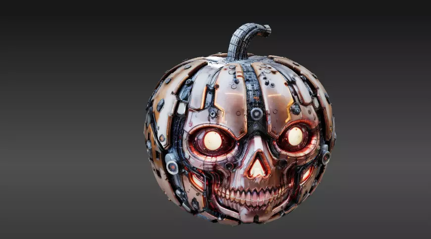 Cyber Jack Pumpkin Futuristic Halloween Sci-Fi Jack-O-Lantern 3D print model_1
