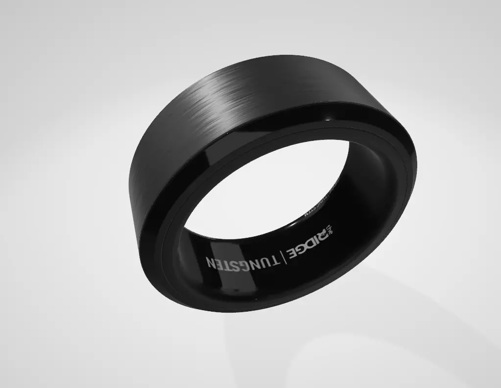 The Ridge Tungsten Rings for Men Low-poly 3D model_3