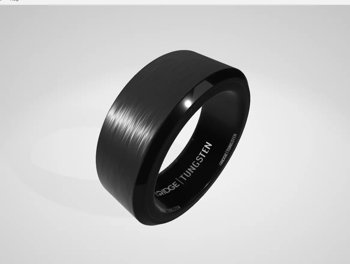 The Ridge Tungsten Rings for Men Low-poly 3D model_7