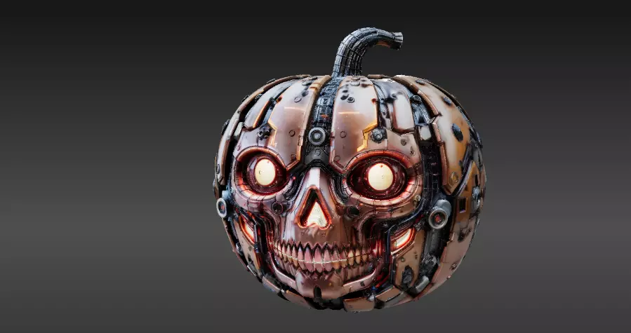 Sci-Fi Jack-O-Lantern Two 3D Model Halloween Lantern 3D model_7