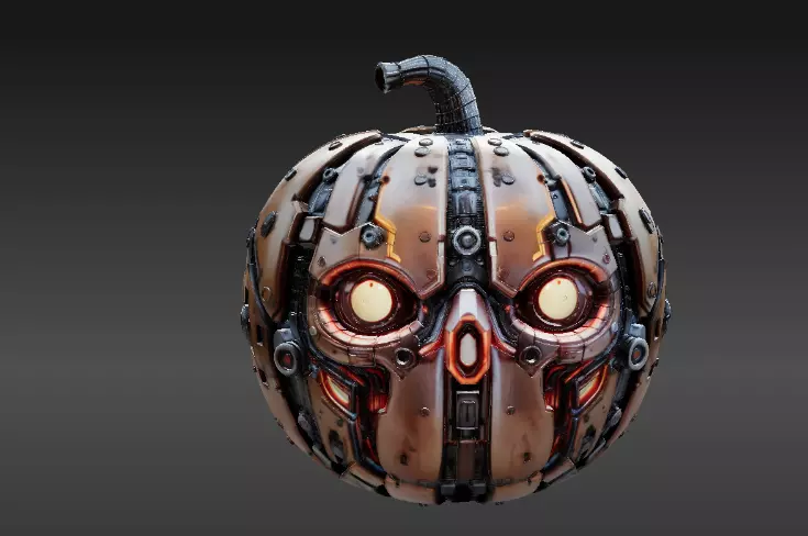 Sci-Fi Jack-O-Lantern Two 3D Model Halloween Lantern 3D model_16