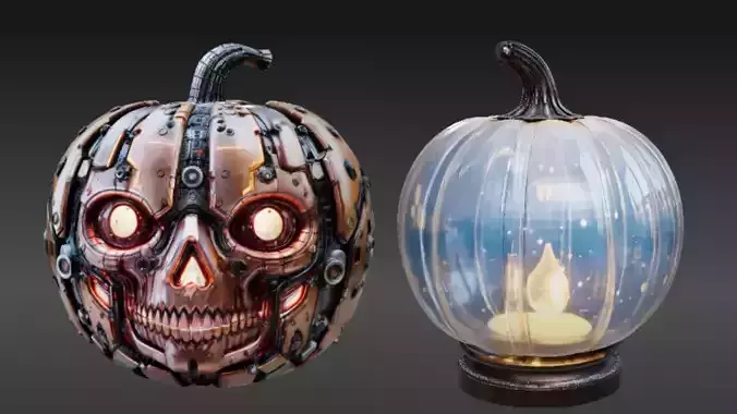 Sci-Fi Jack-O-Lantern Two 3D Model Halloween Lantern 3D model