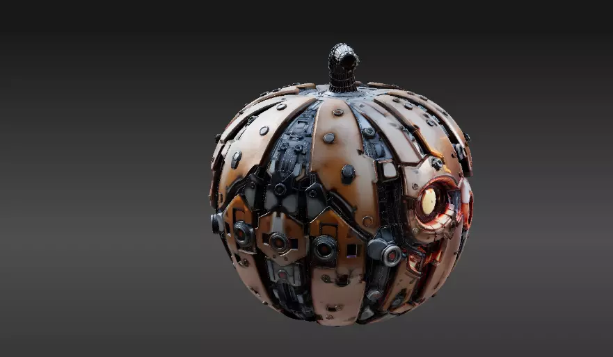 Sci-Fi Jack-O-Lantern Two 3D Model Halloween Lantern 3D model_18